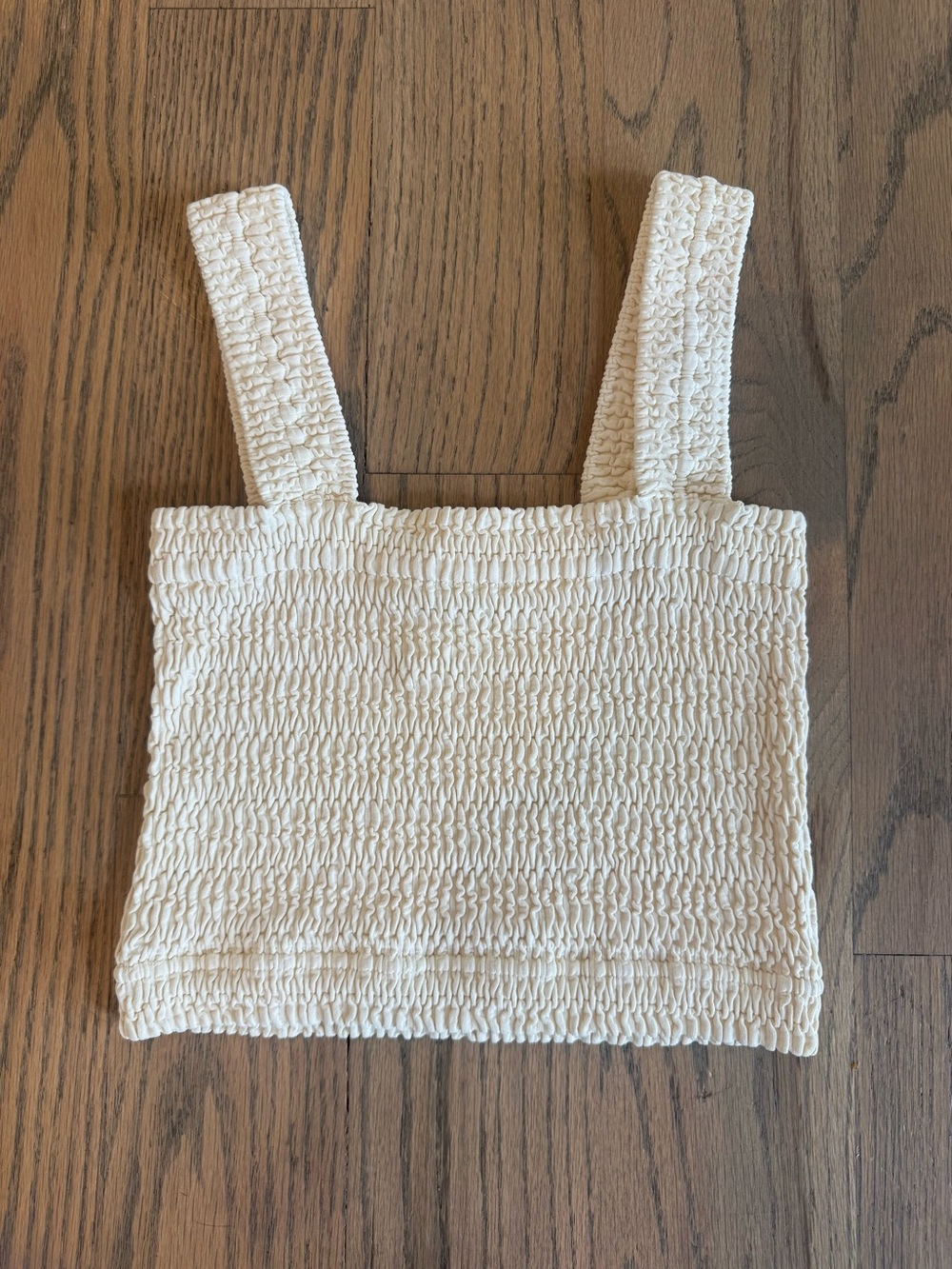 American Threads Cream Smocked Tank